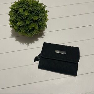 Vera Bradley Black Leopard Cheetah Animal Print Tri Fold Quilted‎ Wallet